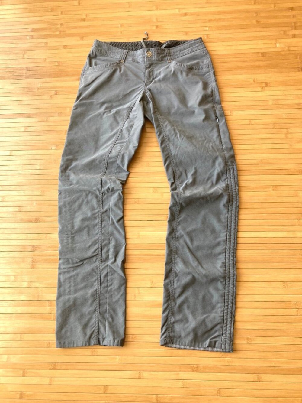 Kuhl Legendary Pants Drawstring Straight Leg Hiking Outdoor Womens 6 Gray Flaws
